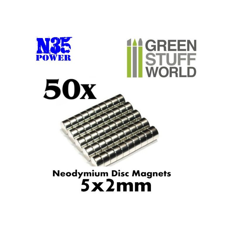 Imanes de neodimio modelo disco 05mmx2mm pack 50 unds GENERICO