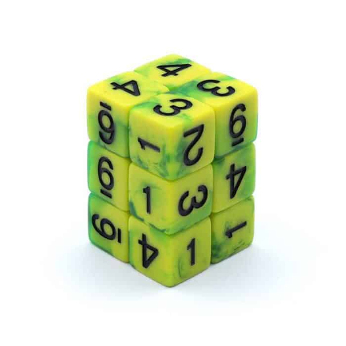 12x Dados D6 16mm - Lima Marmol
