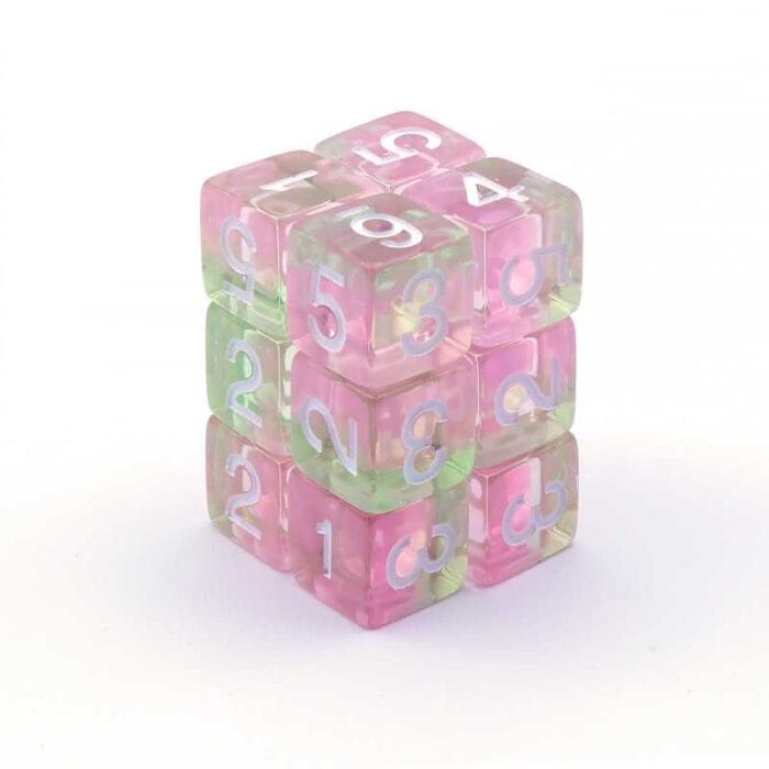 12x Dados D6 16mm - Rosa Claro